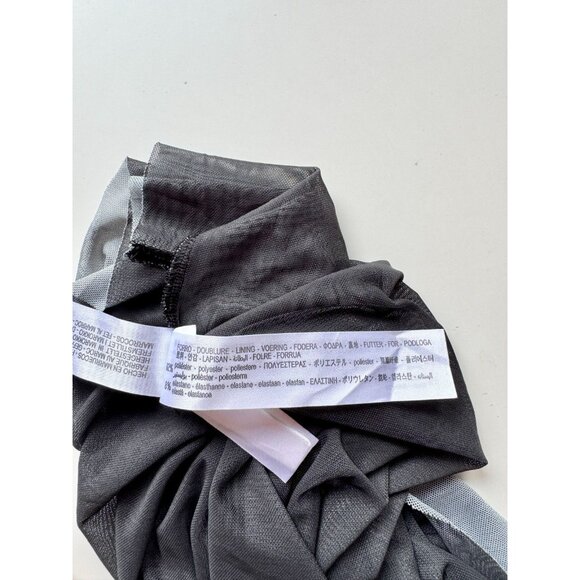 ZARA Grey Beige Landscape Print Mesh Long Sleeve Ruched Maxi Dress, Size M - Picture 15 of 16